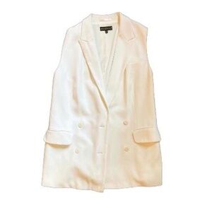 Marks and Spencer Per Una Speziale White Double Breasted Sleeveless Blazer